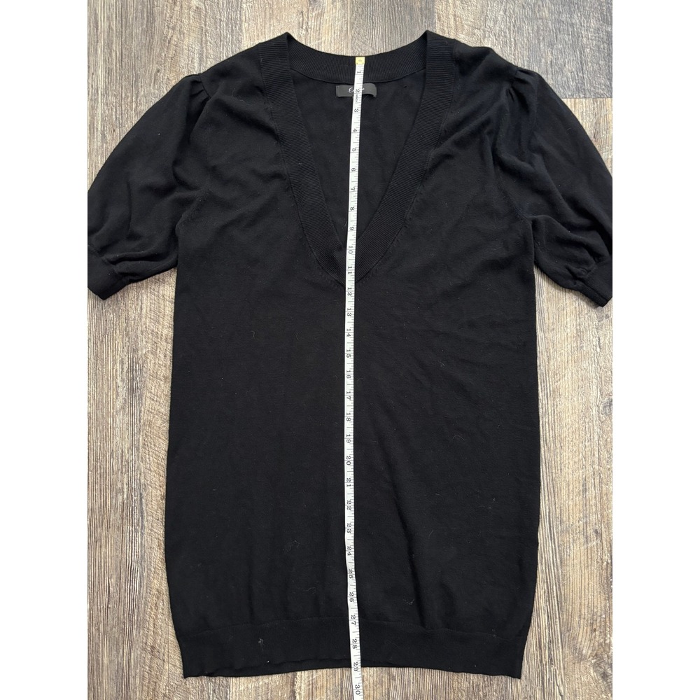 Express Womens Black Deep V-Neck‎ Puff Short Sleeve Knit Sweater Top Size M - Picture 3 of 6